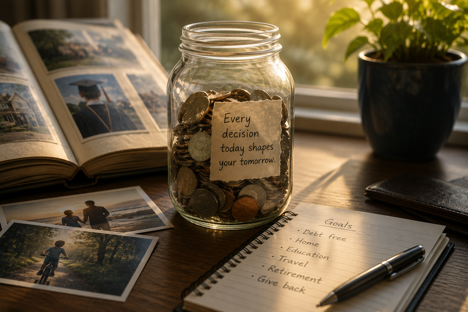 A notebook beside graduation papers representing an investment in learning